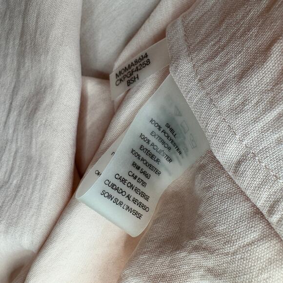 Calvin Klein Shirt WMNS XL Blush Pink Textured Roll Tab Sleeve Button Up Blouse - Picture 7 of 7